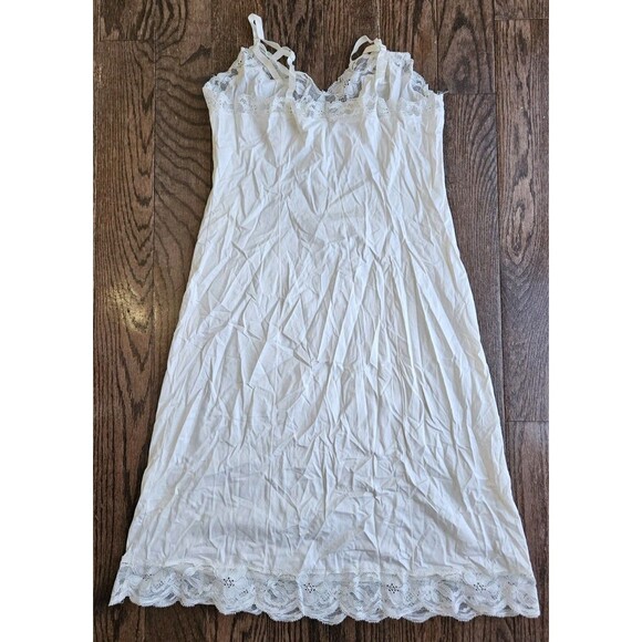 Vtg Vanity Fair Womens Slip Dress Nightgown Ivory Sz 36 Made in USA Floral Lace - Picture 2 of 10